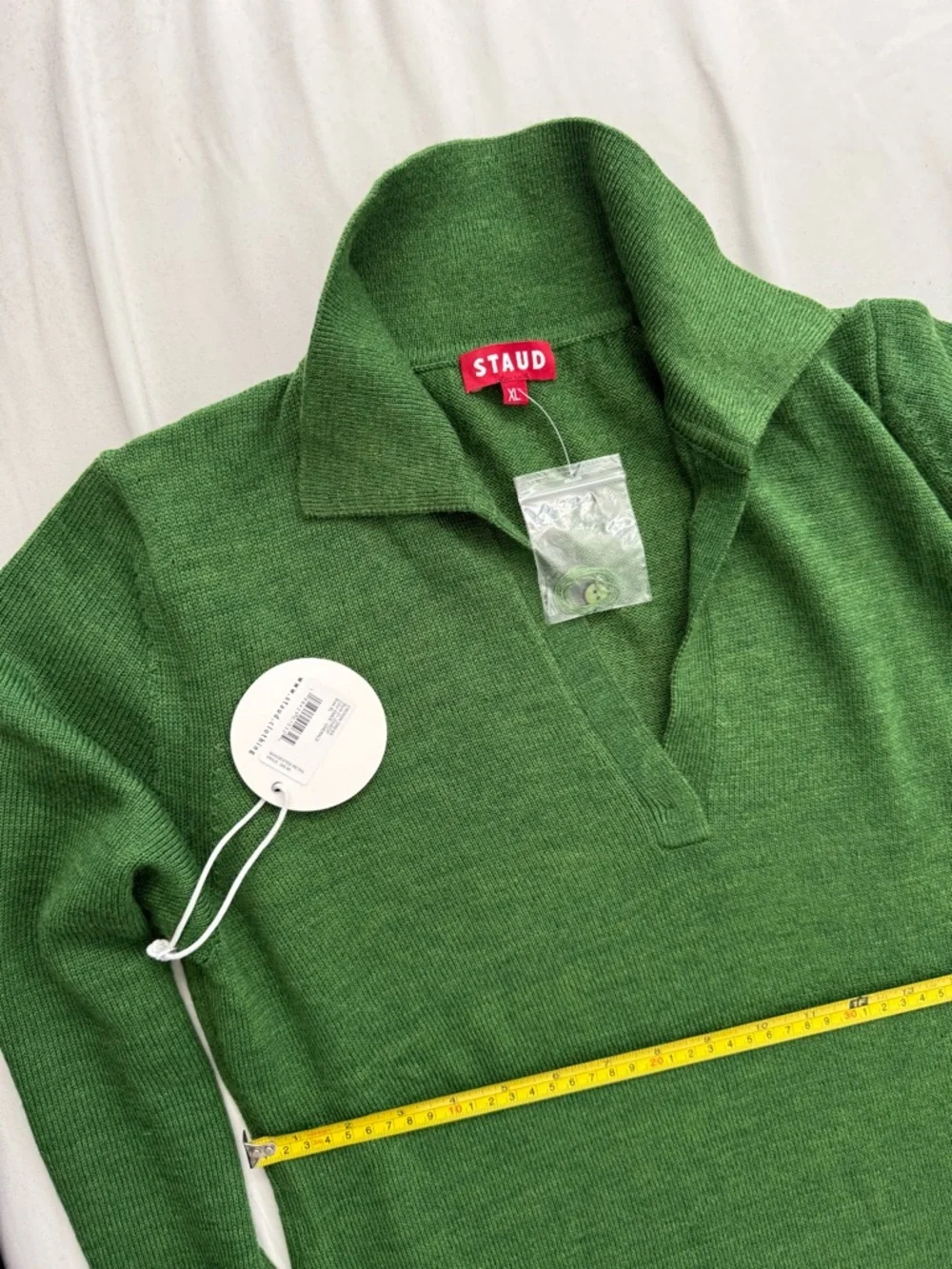 NWT STAUD Green Knit Polo Sweater| Size XL - Picture 5 of 8